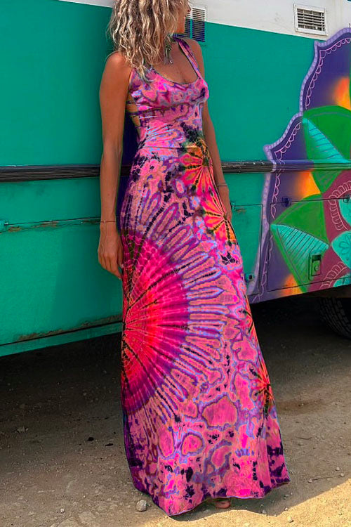 Heididress Strappy Backless Tie Dye Maxi Dress
