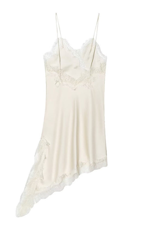 Heididress Spaghetti Strap Lace V Neck Irregular Hem Mini Dress