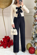 Heididress Long Sleeves Bow Detail Shiny Sequin Top
