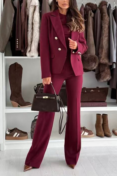 High Waist Straight Leg Tailored Suit Pants