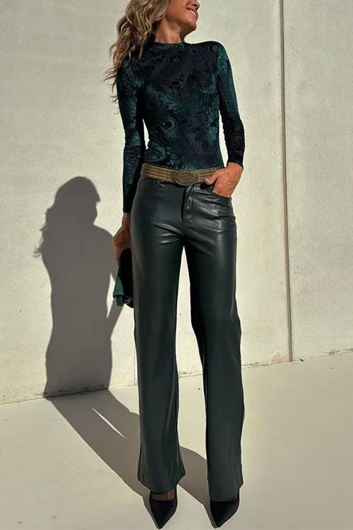 Heididress High Rise Faux Leather Pocketed Straight Leg Pants