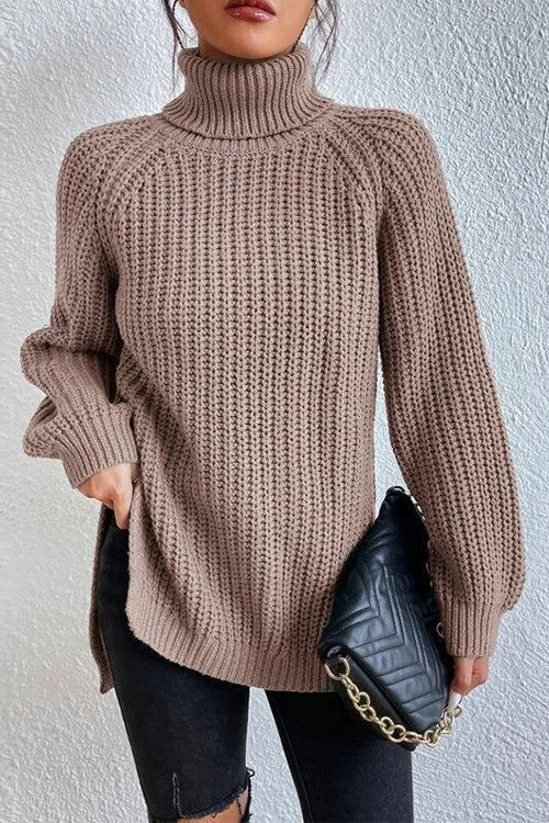 Heididress High Neck Side Slit Pullover Sweater
