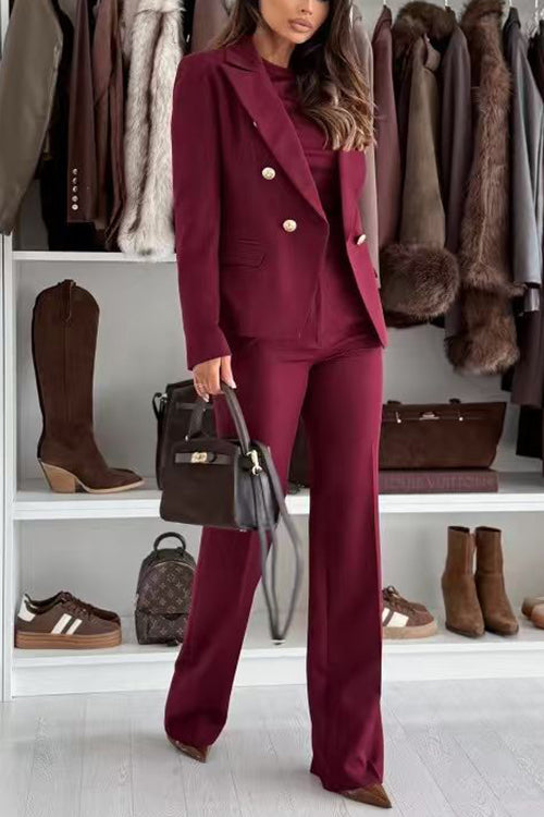 High Waist Straight Leg Tailored Suit Pants