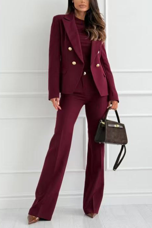 High Waist Straight Leg Tailored Suit Pants