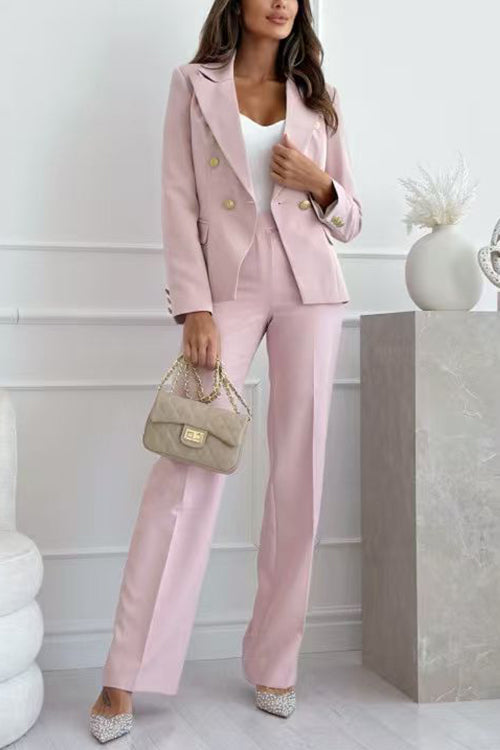 High Waist Straight Leg Suit Pants