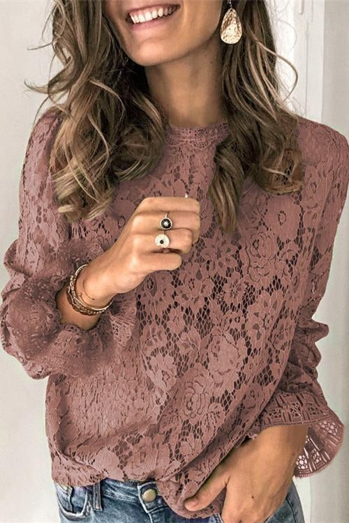 Heididress Lace Hollow Out Long Sleeves Tops