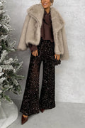Heididress Collared Open Front Winter Faux Fur Coat