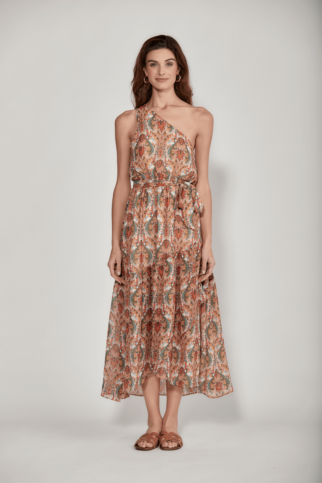 Molly Bracken One Shoulder Paisley Maxi Dress