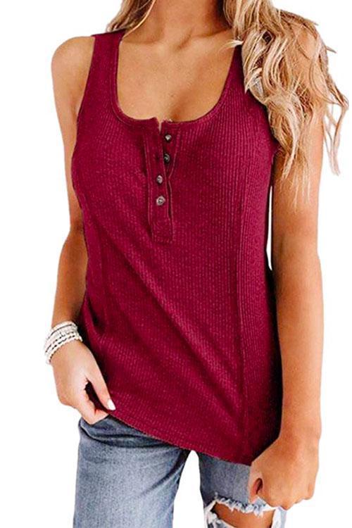 Heididress Buttons Sleeveless Stretchy Top