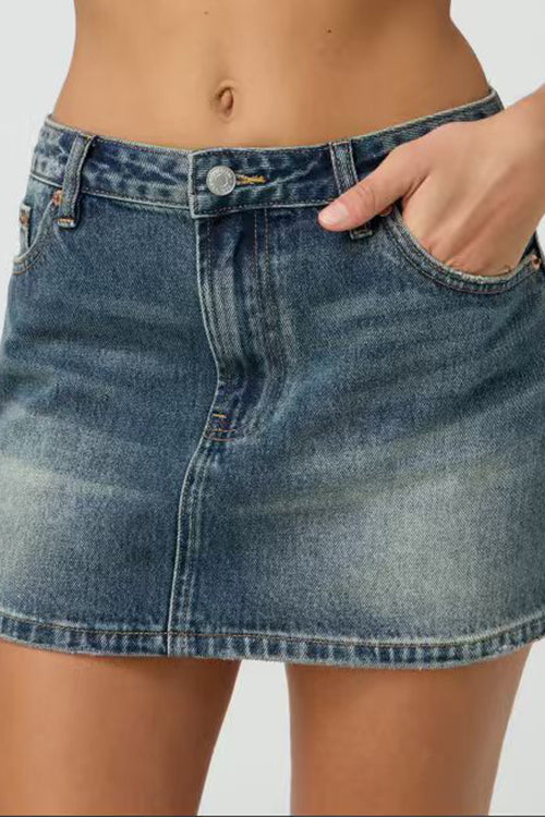 Heididress One Button Pocketed Denim Mini Skirt