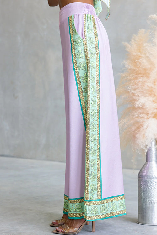 Elastic Waist Printed Wide Leg Pants