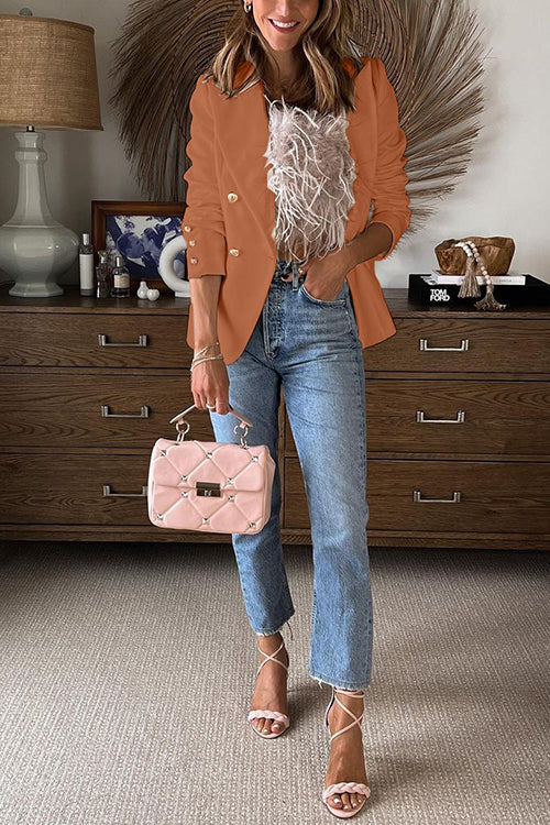 Heididress Lapel Double Breasted Open Front Blazer Jacket