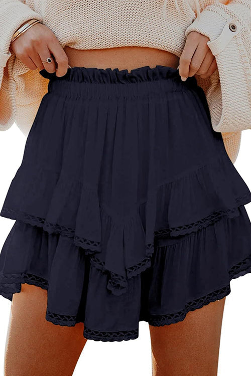 Heididress Elastic Waist Ruffle Layered Mini Skirt