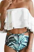 Heididress Off Shoulder Ruffled Printed Bikini Set