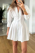Long Sleeves Zipper Up Front Mini Dress