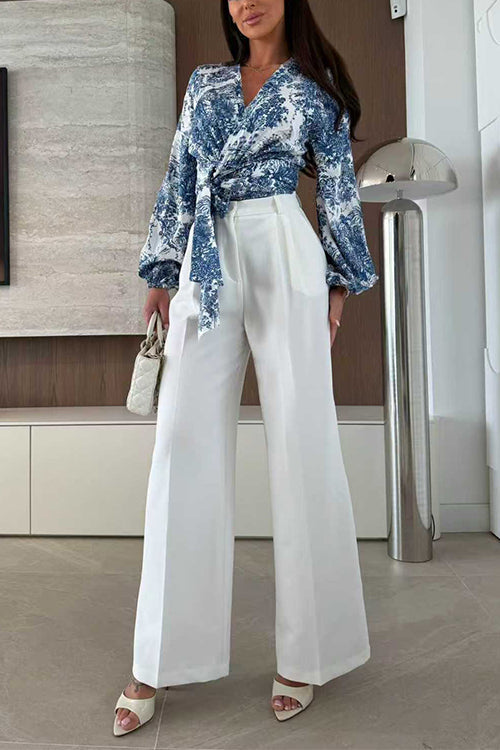 High Rise Pocketed Wide Leg Pants