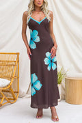 V Neck Floral Print Maxi Cami Dress