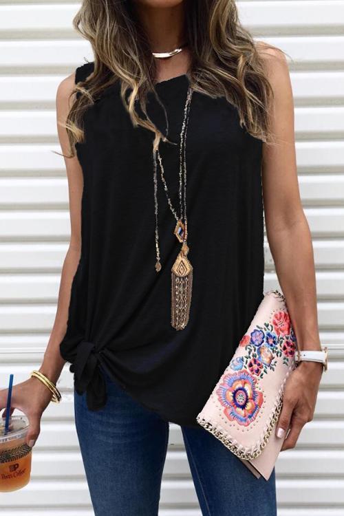 Heididress Casual Side Tie Knot Front Tank Top