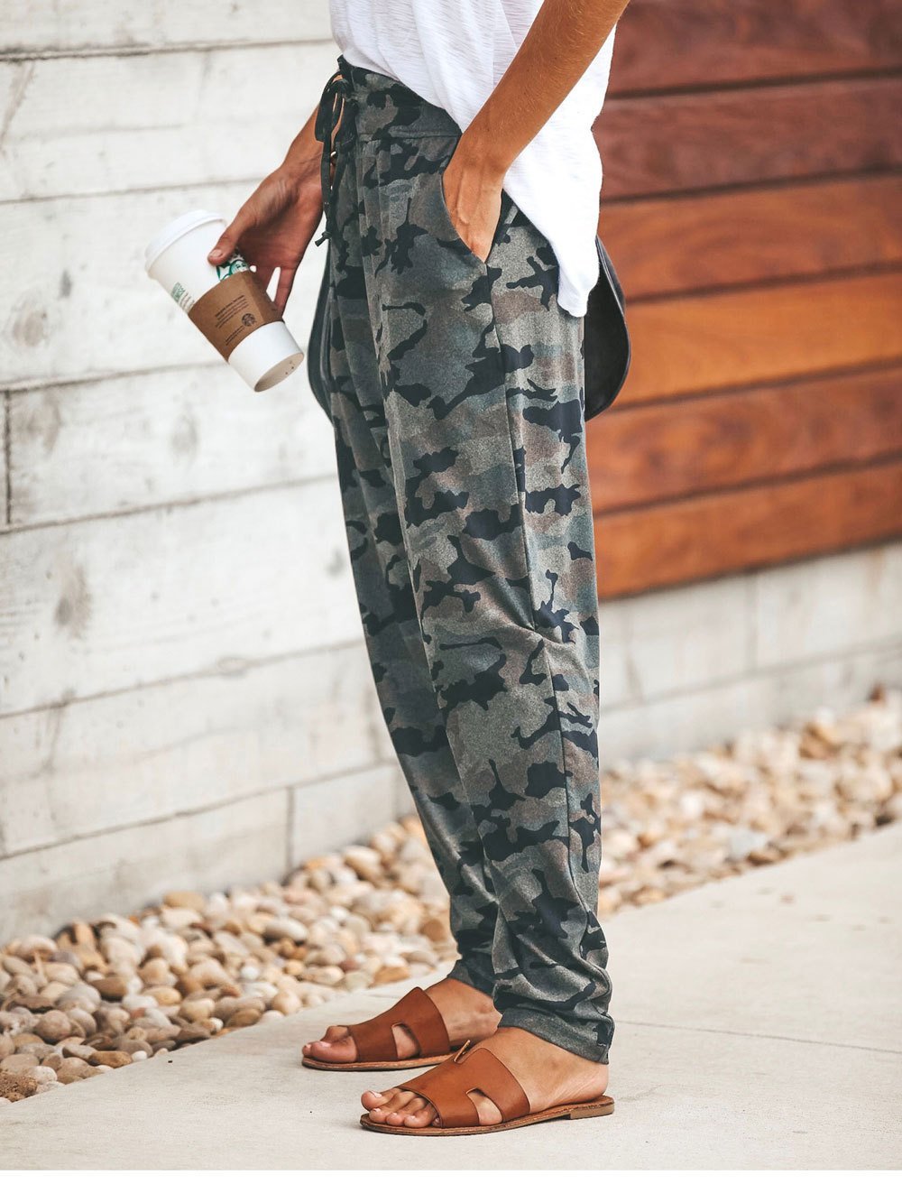 Heididress High Waist Drawstring Camo Casual Pants