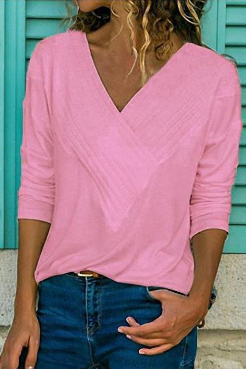 Heididress Classic V-neck Long Sleeve Basic Tops