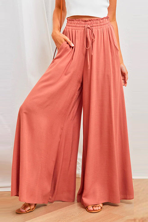 Heididress Drawstring Elastic Waist Wide Leg Baggy Pants(5 Colors Available)