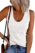 Heididress Scoop Neck Ribbed Solid Sleeveless Top