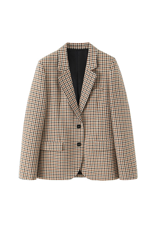 Heididress Notch Lapel Single Breasted Plaid Blazer