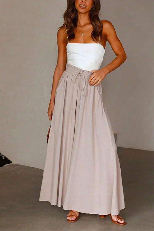 Heididress Drawstring Elastic Waist Wide Leg Baggy Pants(5 Colors Available)