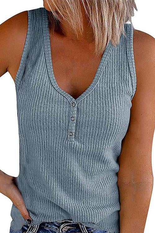 Heididress Carrie V Neck Buttons Sleeveless Top