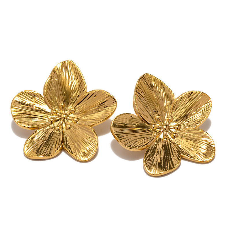 Heididress Vintage Delicate Large Flower Metal Stud Earrings