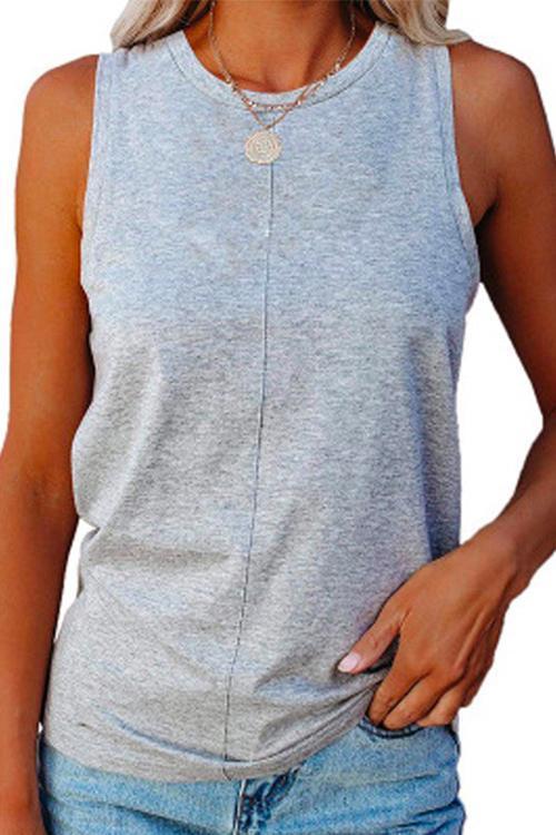 Heididress Solid Crewneck Sleeveless Casual Top