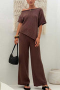 High Rise Solid Wide Leg Knit Pants
