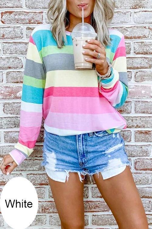 Heididress Long Sleeve Candy Striped Pullover Top