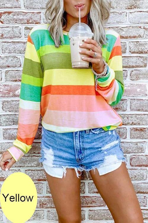 Heididress Long Sleeve Candy Striped Pullover Top