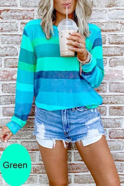 Heididress Long Sleeve Candy Striped Pullover Top