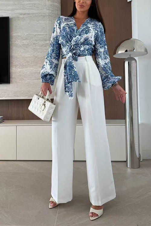 High Rise Pocketed Wide Leg Pants