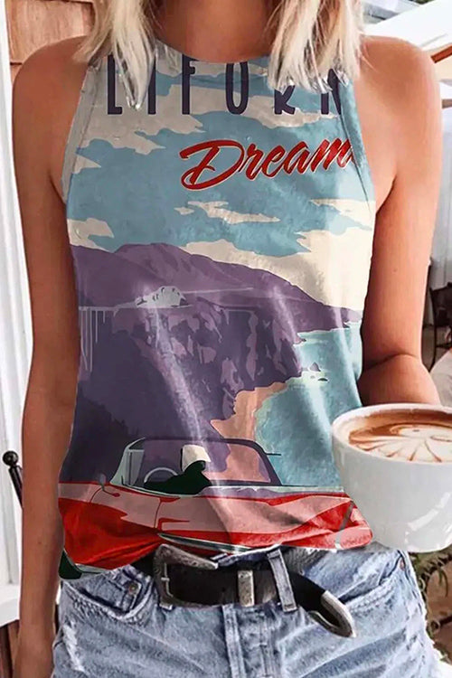 Heididress Cute Crewneck Graphic Printed Tank Top