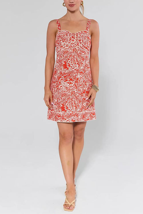 Sleeveless Printed Mini Holiday Dress