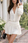 Lapel Long Sleeves Button Down Mini Dress