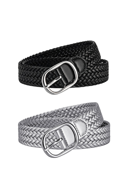 Heididress Faux Leather Metal Buckle Adjustable Braided Belt