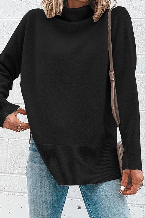 Heididress Janice Turtleneck Side Split Long Sleeve Top