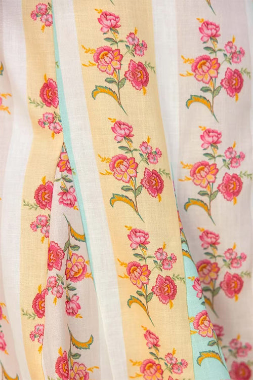 Bow Shoulder Floral Print Flowy Maxi Dress