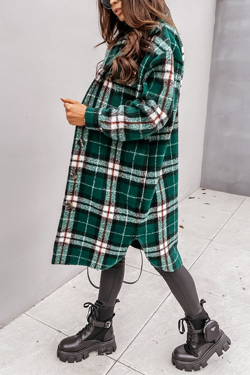 Heididress Long Sleeves Button Up Plaid Casual Shacket Jacket
