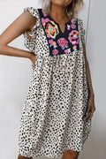 Heididress Ruffle Short Sleeve Printed Swing Dress