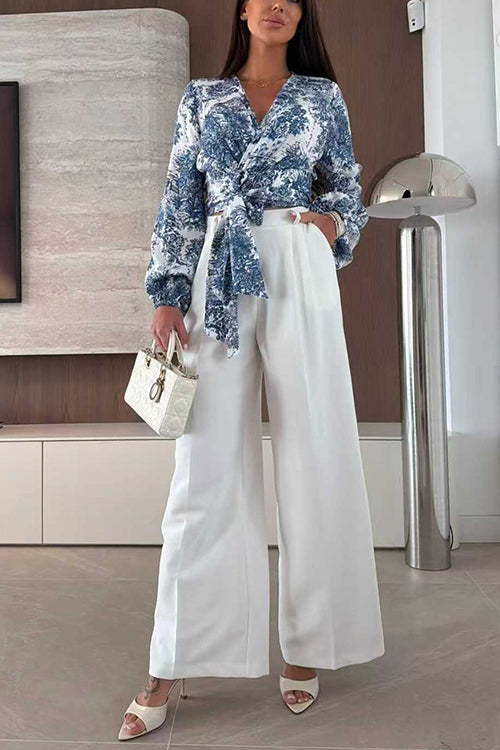 High Rise Pocketed Wide Leg Pants