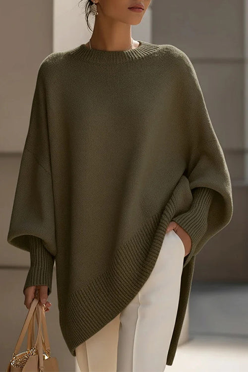 Heididress Crewneck Drop Shoulder Slouchy Pullover Sweater