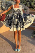 Heididress Bow Shoulder Floral Print Mini Cami Dress