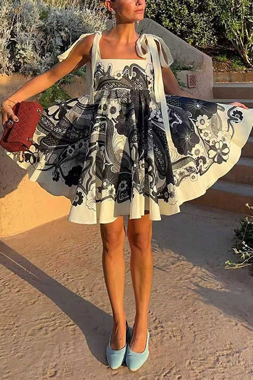 Heididress Bow Shoulder Floral Print Mini Cami Dress