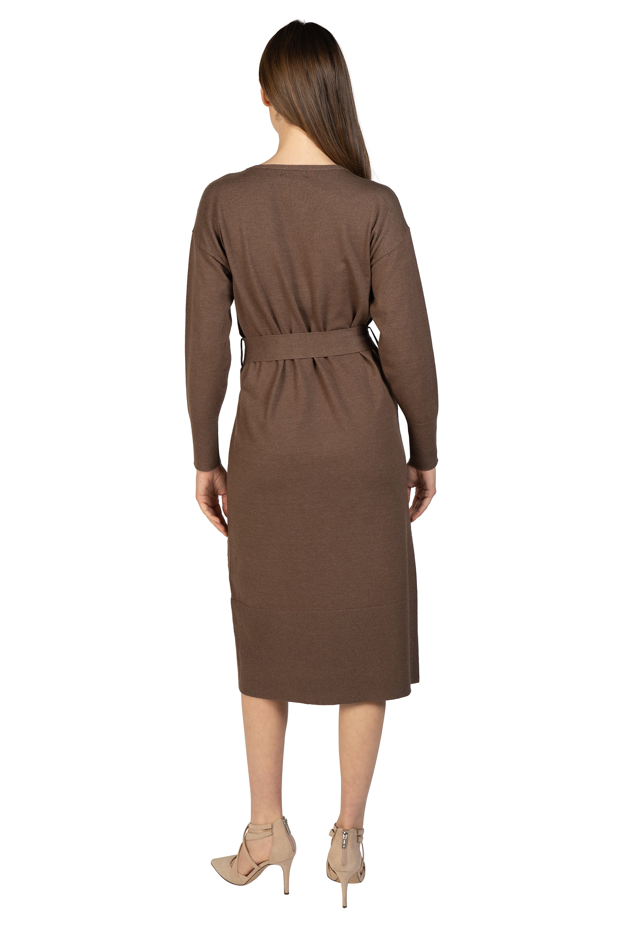 Knit Sweater Dress with Tie Sash