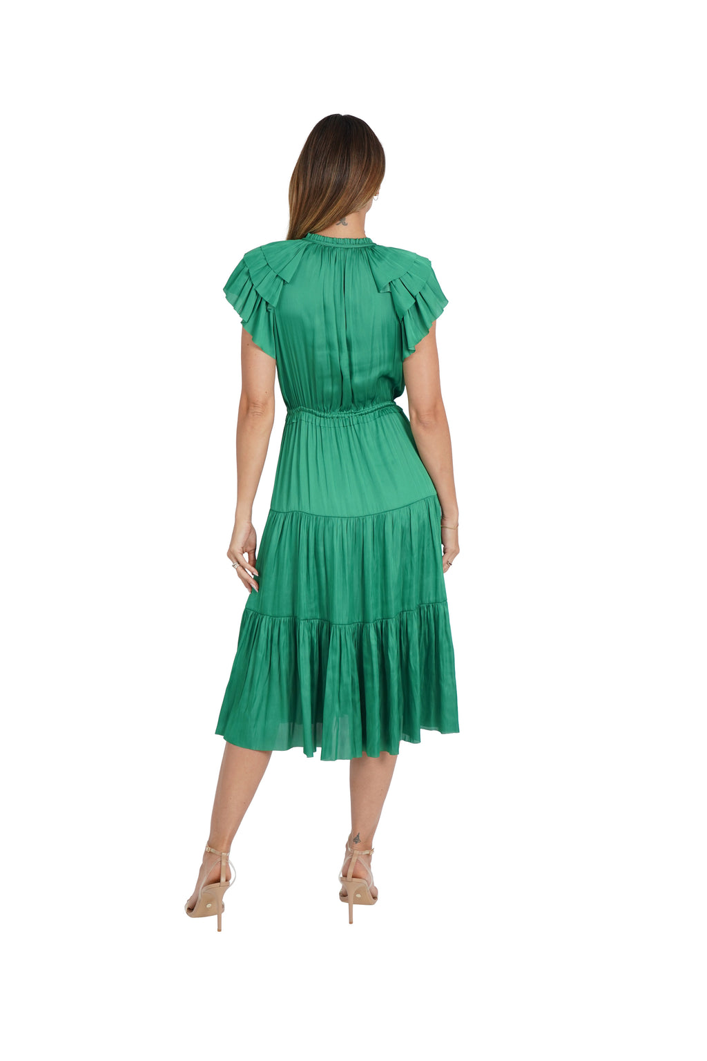 Pamela Ruffle Trim Midi Dress